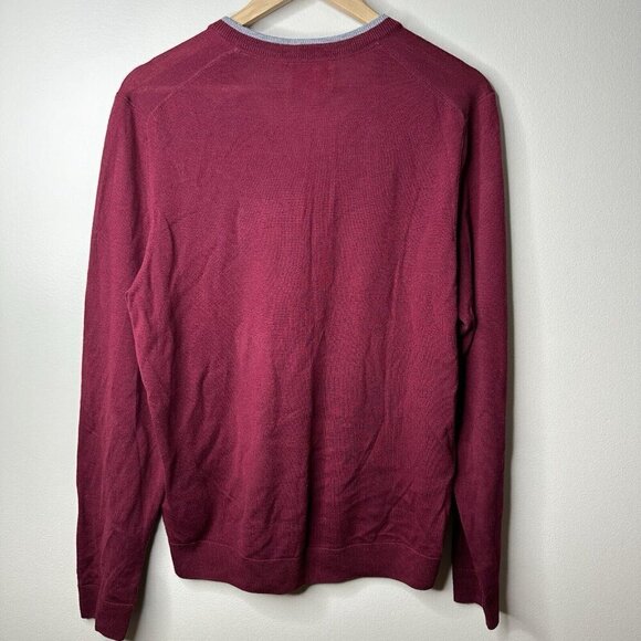 Vintage Brooks Brothers Sweater Mens Sz M Burgundy 100% Merino Wool V Neck - Picture 7 of 9